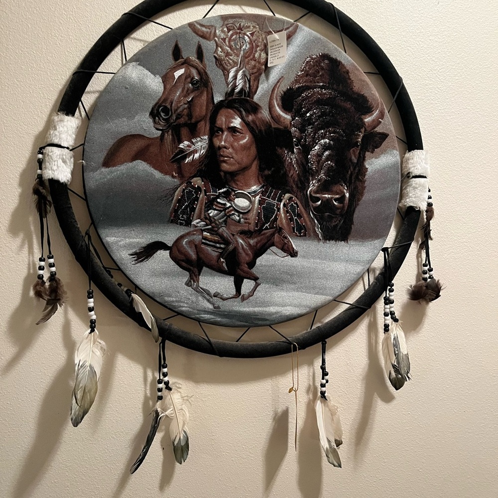 Native American Inspired Dreamcatcher with Black and White Accents